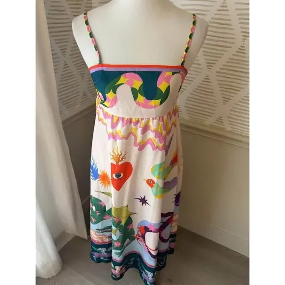 Boutique Women’s Small Graphic Print Boho Abstract Maxi Dress - Picture 3 of 8